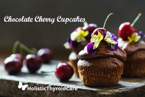 Chocolate Cherry Cupcakes with Flowers